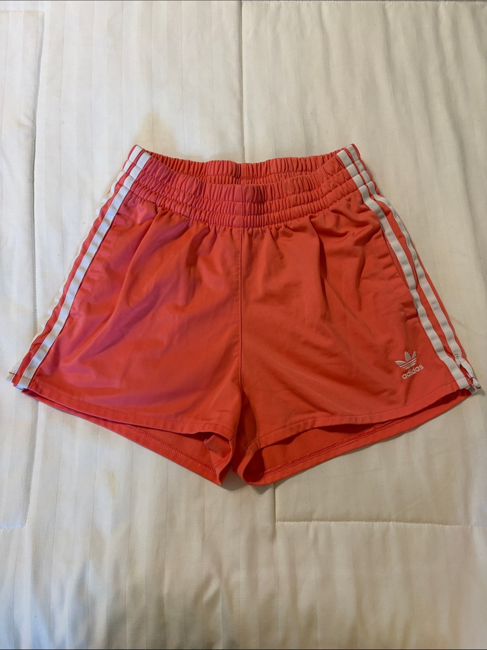 adidas Coral Athletic Shorts with White Stripes